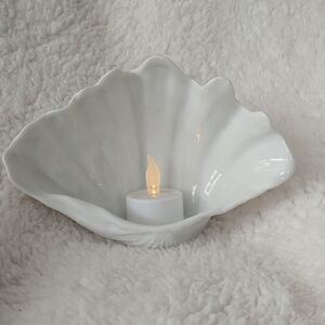 Coastal White Shell Candle Holder